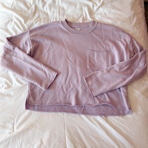 Aerie Light Purple Cropped Pocket Crewneck Sweatshirt Size Small